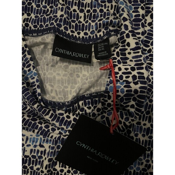 Cynthia Rowley Womens Blue geometric pattern fold down pullon soft skirt size XL - Picture 3 of 3